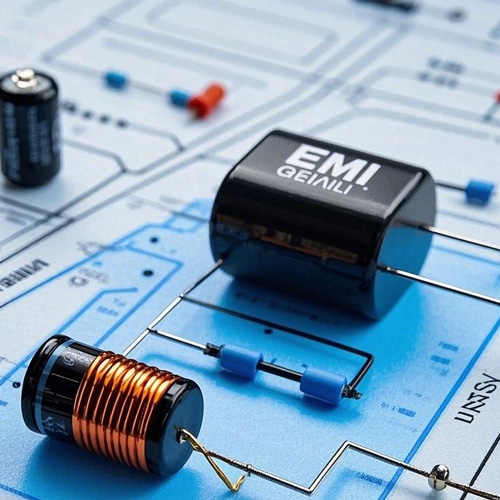 Diagram of EMI filter components for power adapters