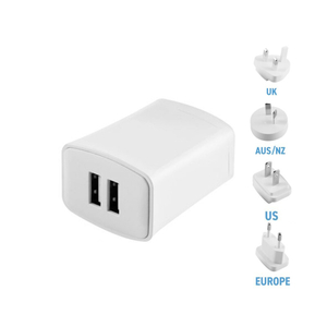 Switchable Universal Dual USB Travel Charger with US/EU/UK/AU Plug